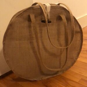 Large Tan Round Tote Bag